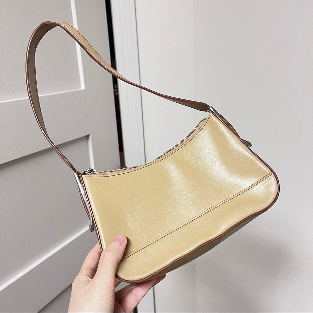 Cream Baguette Shoulder Bag